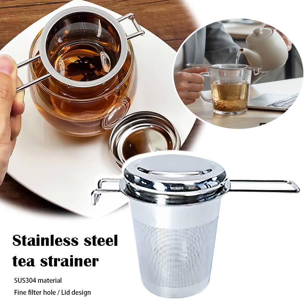 Coffee Tea And Leaf - ที่กรองชาแบบแขวน 1 ชิ้น ทำจากสแตนเลส มีหูจับสองข้าง พร้อมฝาปิด