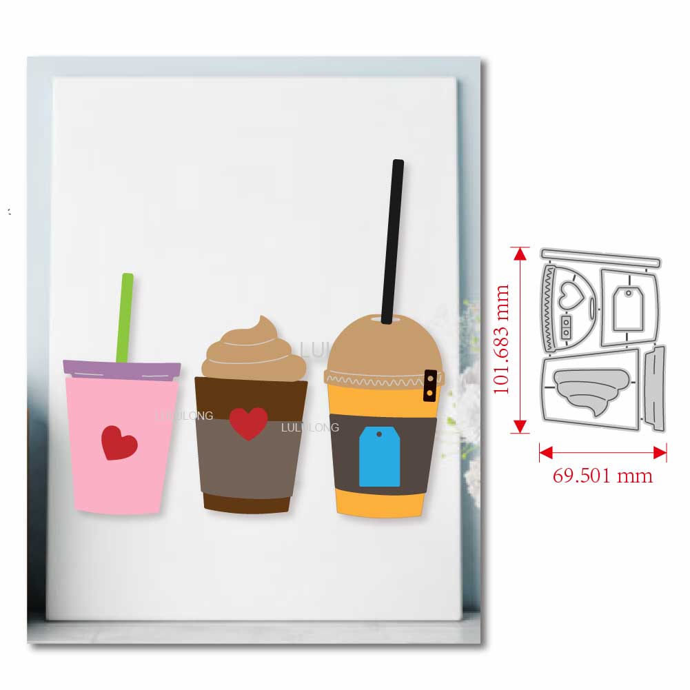 Coffee Tea Paper Cups - 2025 ตัดโลหะตายScrapbooking Albumกระดาษการ์ดถ้วยกาแฟไอศกรีมลายนูนการ์ดทําแม่แบบStencil Die Cut