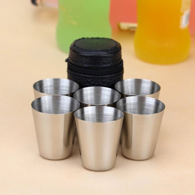 Coffee Tea Sugar Canister Set - 4/6Pcs ถ้วยสแตนเลส MINI Shot แก้วถ้วยเบียร์โลหะถ้วยไวน์แก้วกาแฟชาแก้วนม Camping