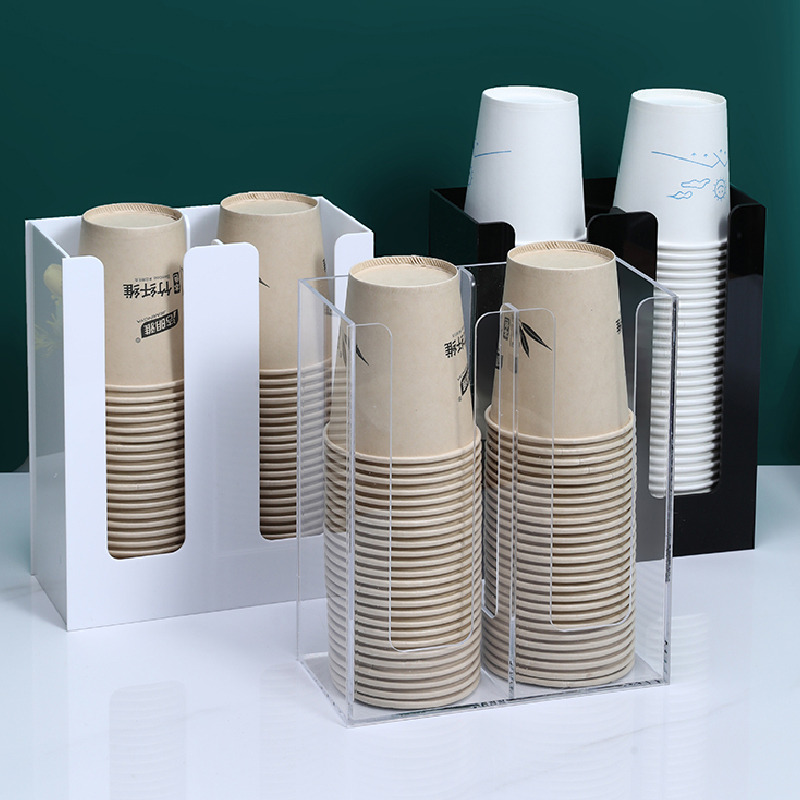 Coffee Tea Paper Cups - อะคริลิคถ้วยผู้ถือถ้วยกาแฟแบบใช้แล้วทิ้งชั้นเก็บเดสก์ท็อปอะคริลิคถ้วยกระดาษผู้ถือเครื่องมือห้องครัวอุปกรณ์จัดเก็บข้อมูล
