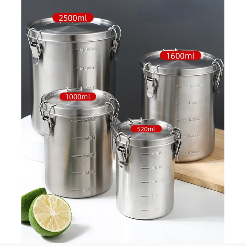 Coffee Tea Sugar Canister Set - กระป๋องเก็บกาแฟสแตนเลสสุญญากาศพร้อมฝาปิด ภาชนะเก็บอาหารในครัว ถังเก็บชา น้ำตาล กระป๋องปิดผนึก