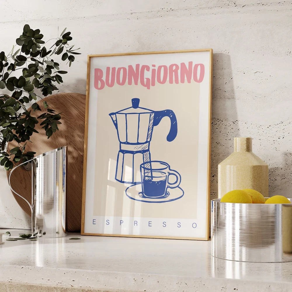 Coffee Tea Poster - โมเดิร์นกาแฟ Espresso Wall Art พิมพ์อินเทรนด์ Retro