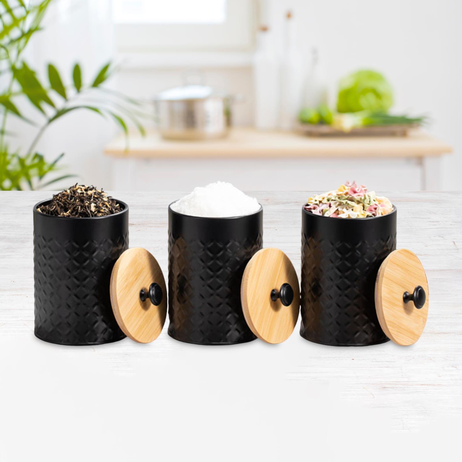 Coffee Tea Sugar Canister Set - ชุดภาชนะใส่ชา กาแฟ น้ำตาล 3 ชิ้น ชุดกระปุกเก็บของในครัว