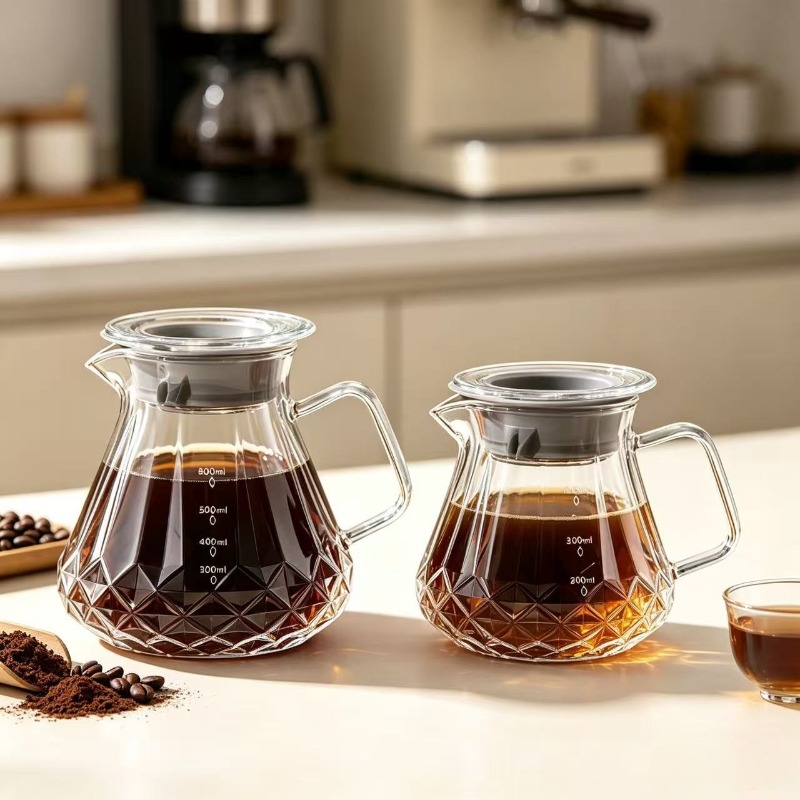Coffee Tea Decanter - เครื่องชงกาแฟแบบเทน้ำร้อน, โถแก้วสำหรับเสิร์ฟกาแฟพร้อมฝาปิด, โถแก้วทนความร้อนสำหรับชงกาแฟและชา
