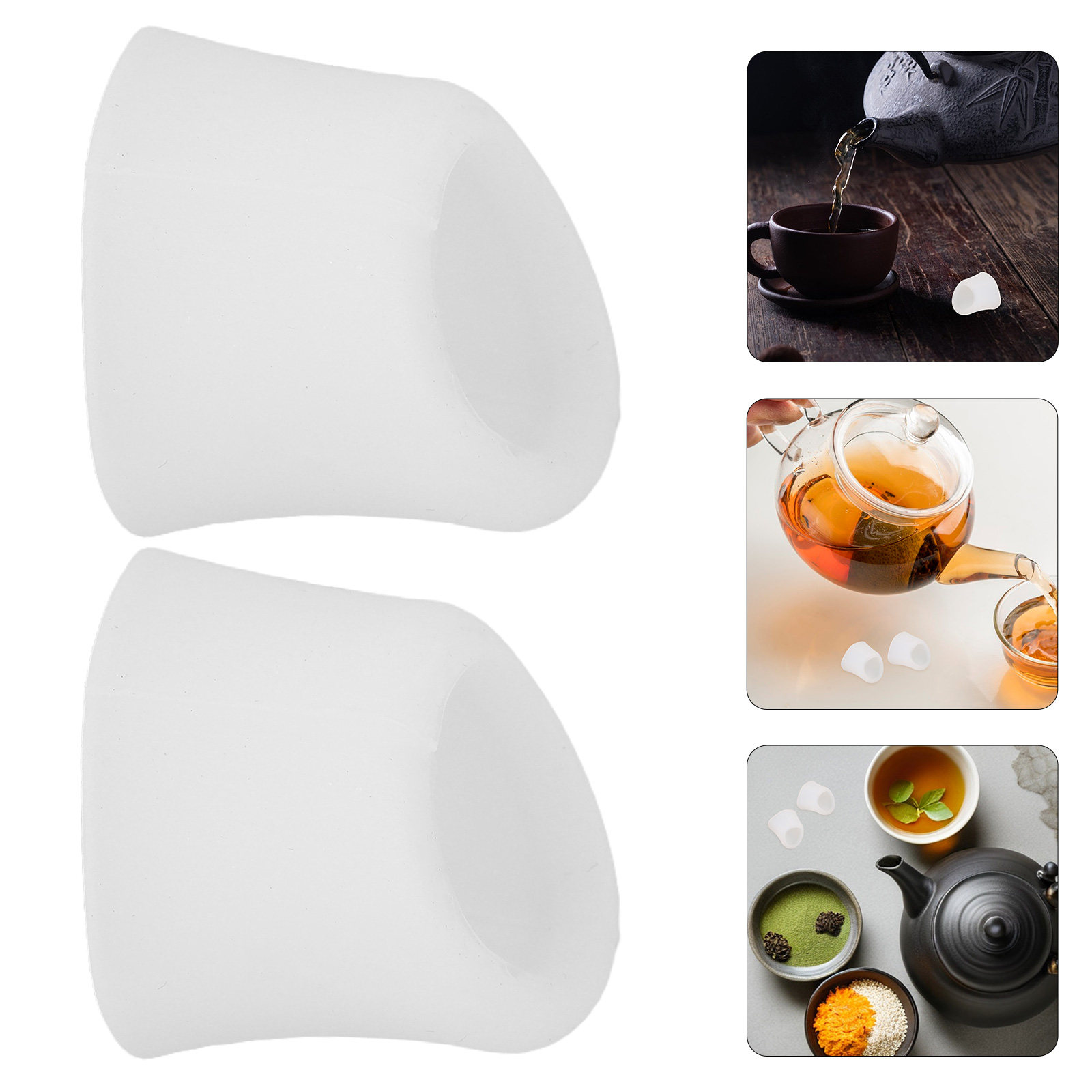 Coffee Tea Decanter - ฝาปิดกาน้ำชาซิลิโคน 2 ชิ้น ป้องกันการรั่วไหล ปิดสนิท ใช้ได้กับกาน้ำชา