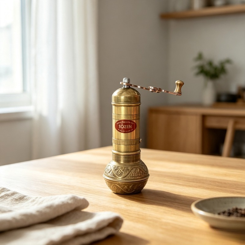 Burr Hand Grinder - เครื่องบดกาแฟแบบมือหมุน ทำจากทองเหลือง ทนทาน ปรับระดับได้ พกพาสะดวก สำหรับใช้ในบ้าน