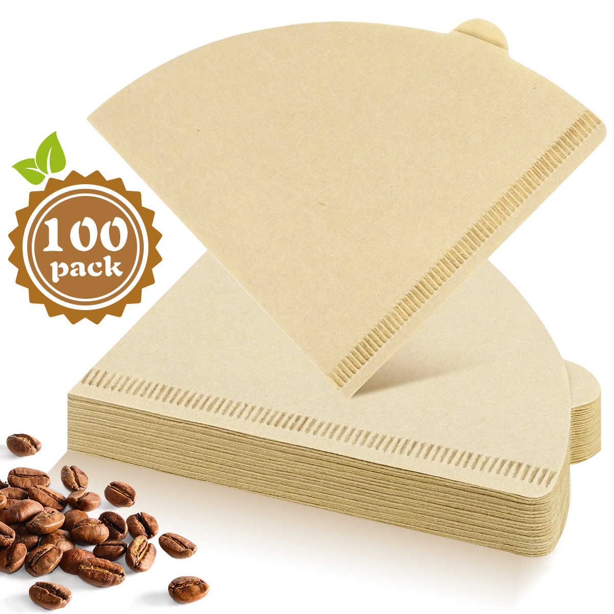 Coffee Tea Paper Cups - กรวยกรองกาแฟแบบใช้แล้วทิ้ง 100/200 ชิ้น ขนาด 1-2/1-4 ถ้วย