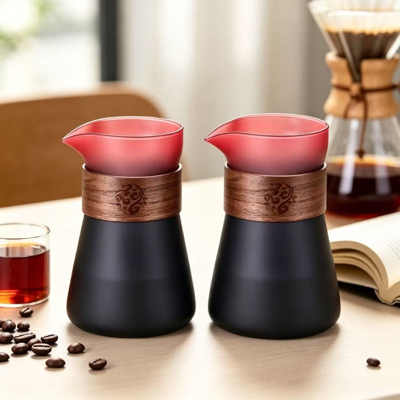 Coffee Tea Decanter - 1/2 ชิ้น โถแก้วสำหรับกาแฟพร้อมชั้นไม้ทนความร้อน, โถสำหรับชงกาแฟแบบเทและที่กรองชา, โถใส่กาแฟ, อุปกรณ์เสิร์ฟกาแฟ