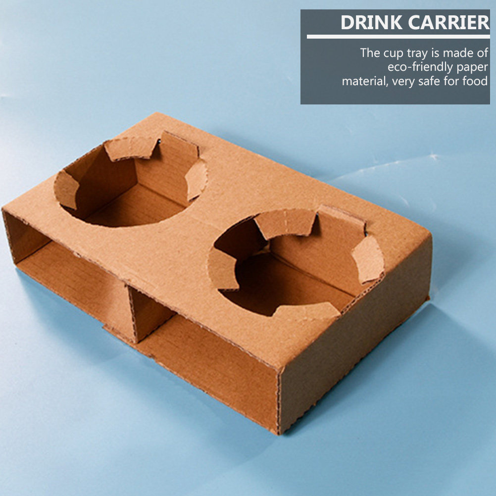Coffee Tea Paper Cups - ถาดใส่เครื่องดื่มกระดาษย่อยสลายได้แบบเป็นมิตรกับสิ่งแวดล้อม 10 ชิ้น สำหรับกาแฟ นม ชา