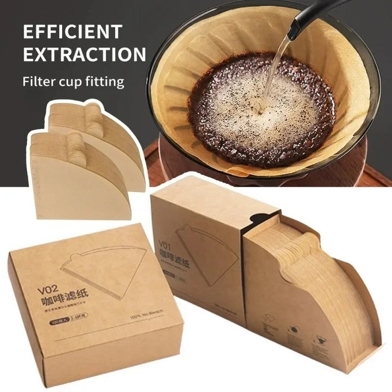 Coffee Tea Paper Cups - กระดาษกรองกาแฟแบบกรวย Wood Pulp 02 สำหรับ 2-4